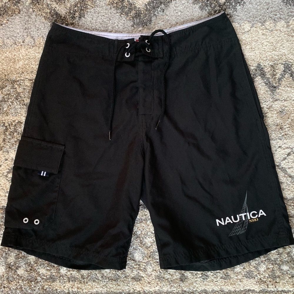 Nautica Black Cargo Board Shorts 32x10